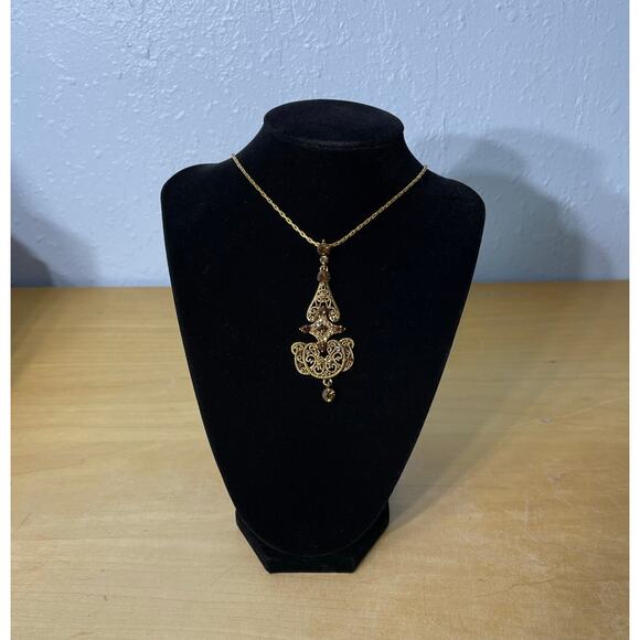 Camrose & Kross Pendant Necklace JBK Gold Tone Jacqueline Kennedy Reproduction - Picture 5 of 11